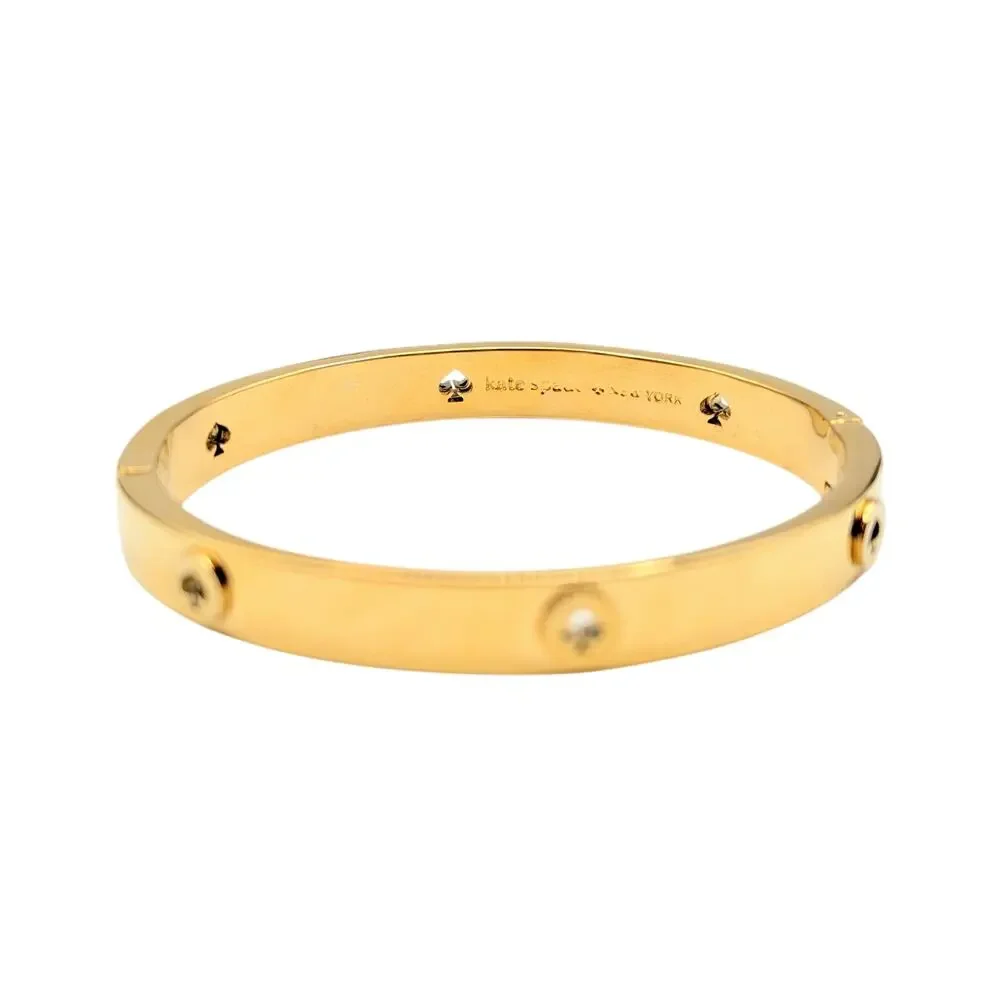 Kate Spade Spot the Spade Studded Hinged Gold Tone Bangle Bracelet - Picture 4 of 8